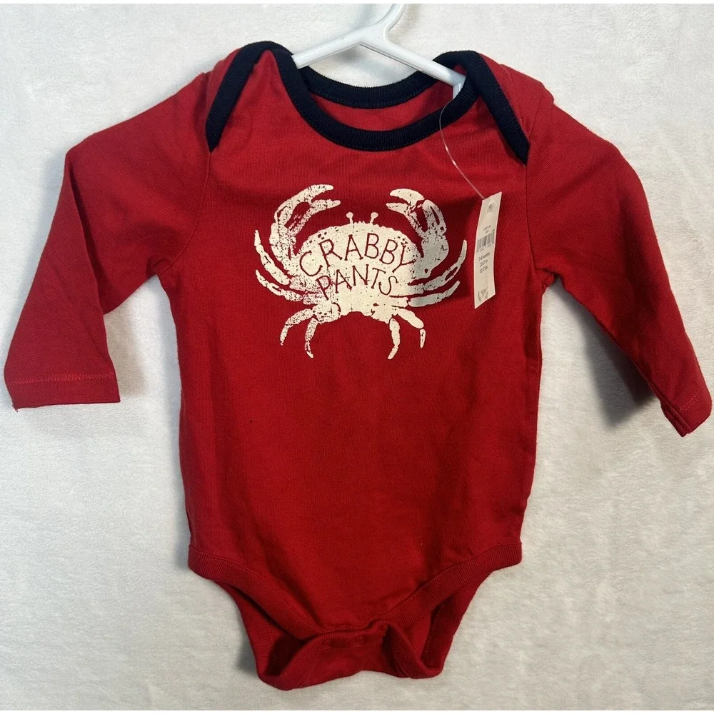 Baby Gap Brannan's Favorite One Piece Long Sleeve Red Crabby Pants 3-6 Months‎
